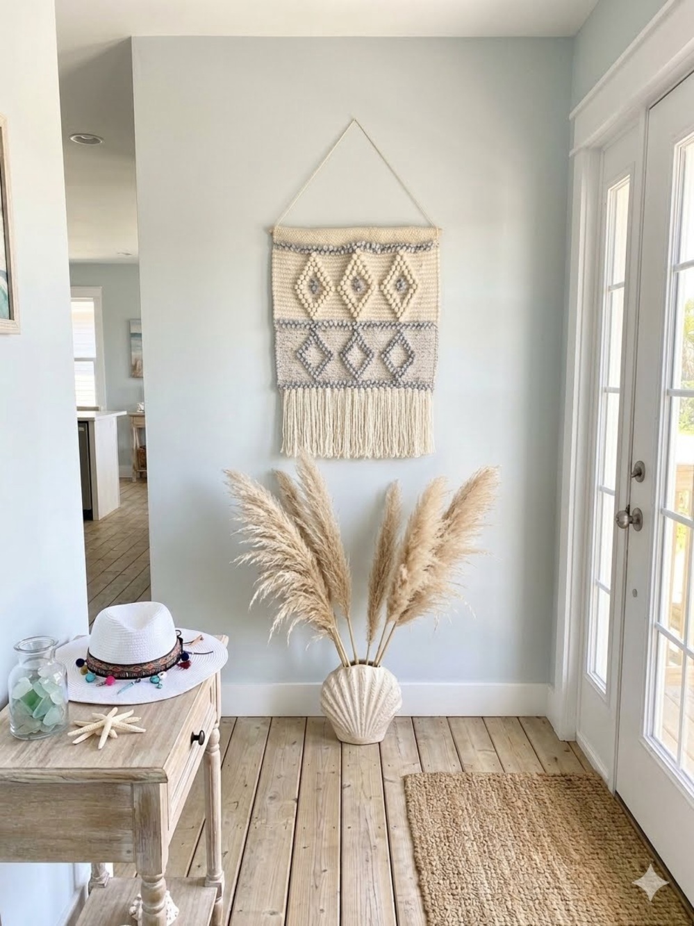 Handmade Woven Tapestry mid-century boho modern art/ geometric patterns.